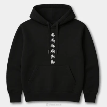 Juodas unisex dzemperis su gobtuvu (hoodie), kurio centre pavaizduota vertikali linija is sesiu istoriniu Lietuvos herbo Vyciu. Sis patriotinio dizaino dzemperis yra universalus, puikiai tinka tiek vyrams, tiek moterims, o taip pat poroms. Galima sukurti ir visos seimos aprangos komplekta, nes turime marskinelius su siuo dizainu vaikams, moterims ir vyrams.